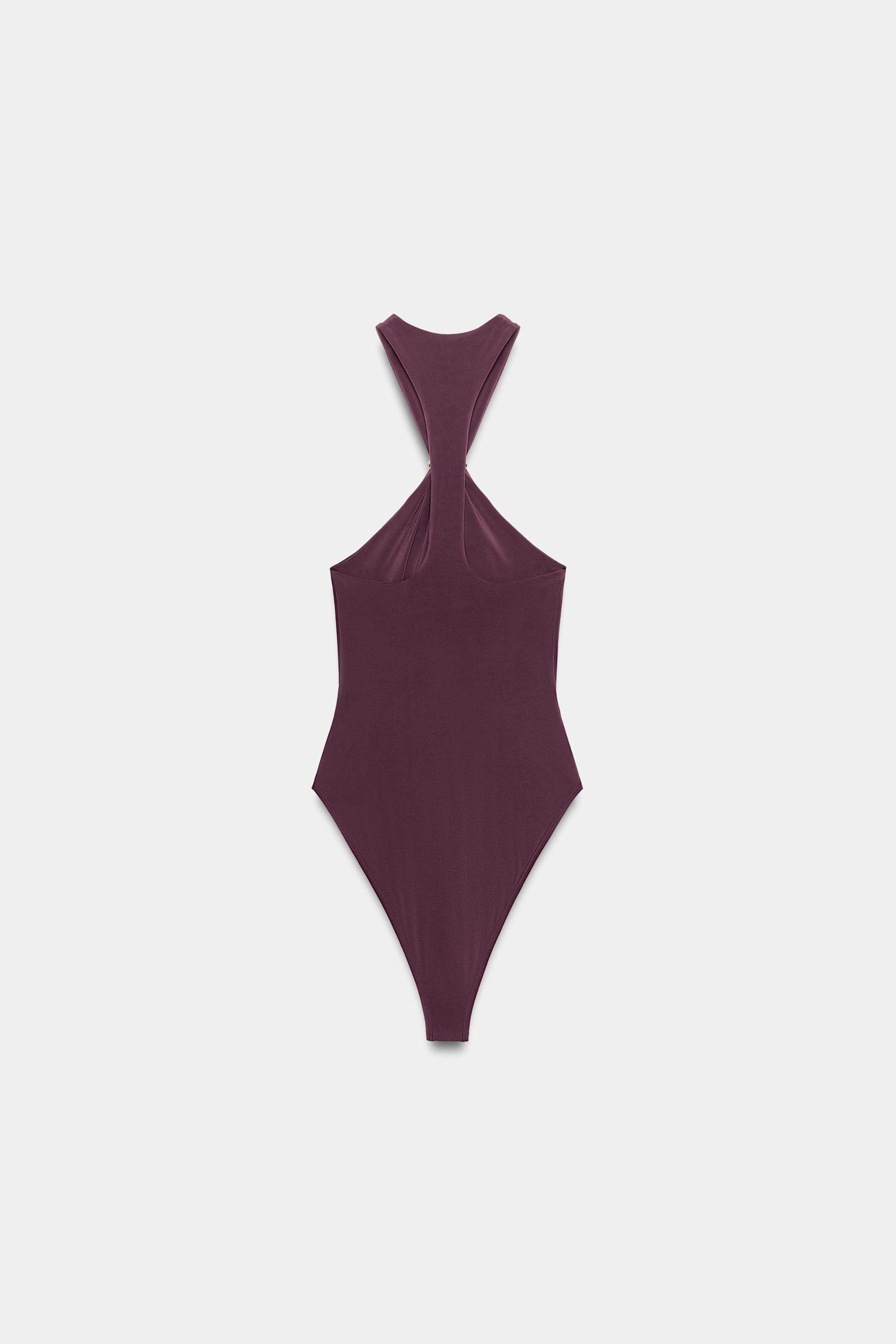 RUCHED METALLIC DETAIL BODYSUIT